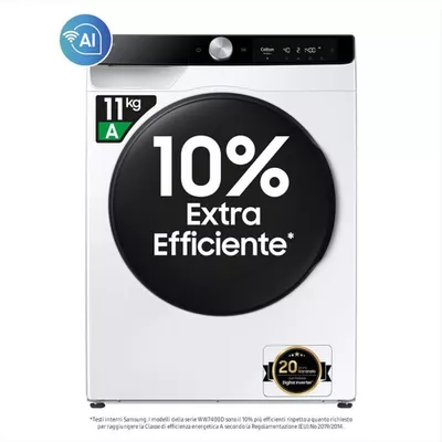 SAMSUNG - Lavasciuga 11/6 Kg WD11DG6B85BKU3 Classe A-bianca con oblò e display nero