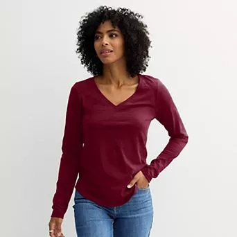 Women's Sonoma Goods For Life® Everyday Long Sleeve V-Neck T-Shirt