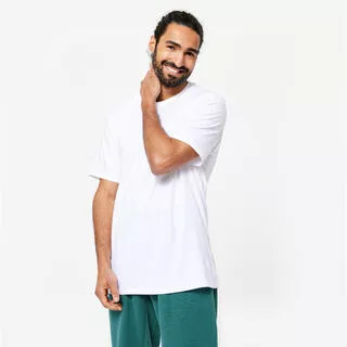 DOMYOS T-shirt bianca uomo palestra regular fit cotone