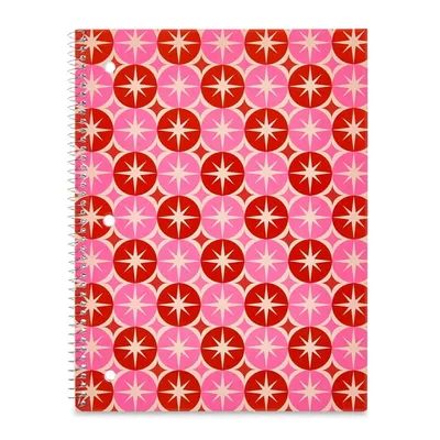 Pen+Gear 1 Subject Notebook, College Ruled, 8" x 10.5", Red and Pink Starburst, 70 Sheets
