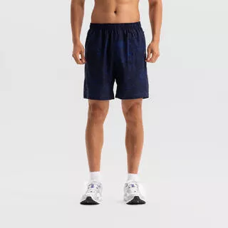 DOMYOS Pantaloncini uomo palestra regular fit traspiranti con tasche con zip blu