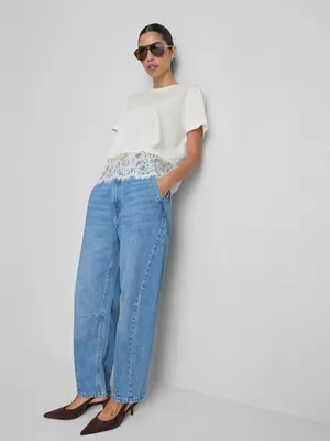 Top de algodón con ribete de encaje By Coleen