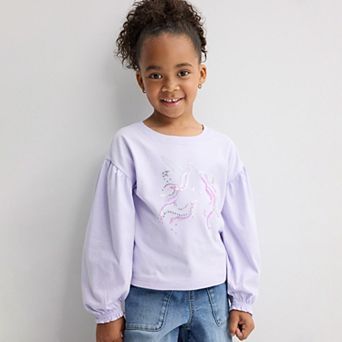 Girls 4-12 Jumping Beans® Sequin Ruffle Cuff Long Sleeve Tee