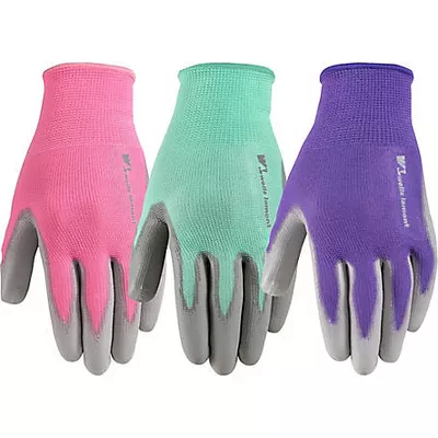 Wells Lamont 3 Pair Women's Gardening Gloves With PU Coated Grip