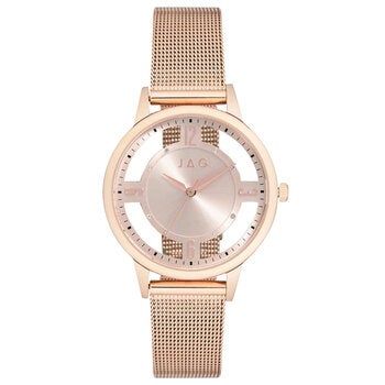 JAG Como Rose Gold Stainless Steel Mesh Bracelet Women's Watch J2704A