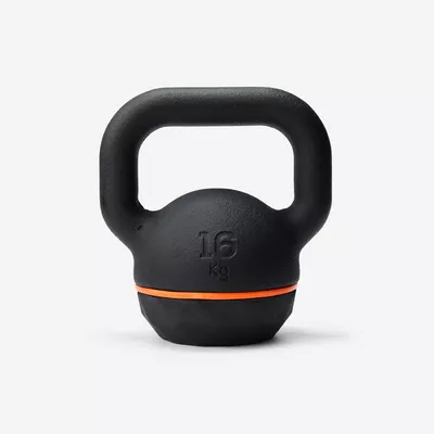 CORENGTH Kugelhantel Kettlebell Gusseisen teilweise recycelt mit Basis aus Gummi 16 kg