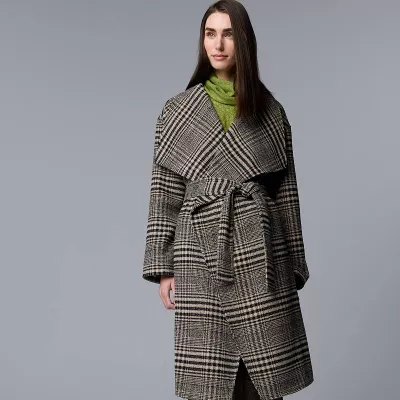 Women's Simply Vera Vera Wang Drape Collar Overcoat