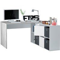Mesa escritorio adapta plus blanco artik y cemento 136x66x74 cm
