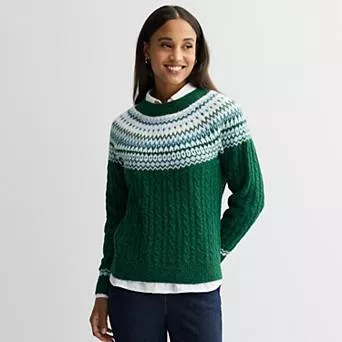 Women's Croft & Barrow® Diamond Fairisle Cable Sweater