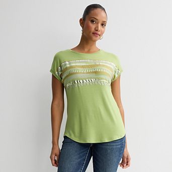 Women's Apt. 9® Short Sleeve Embellished Top