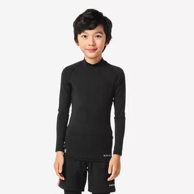 KIPSTA Kinder Fußball Funktionsshirt langarm wärmend - Keepcomfort schwarz