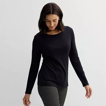 Women's Croft & Barrow® Essential Long-Sleeve Classic Crewneck Tee