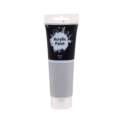 Acrylic Colour Paint Tube Silver 125mL