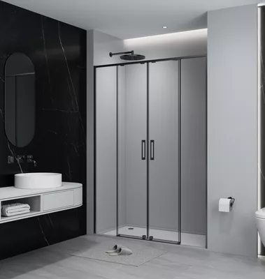 MAMPARA DE DUCHA 2 PUERTAS FRONTAL CORREDERA TEKA INCA SLIM 190CM NEGRO