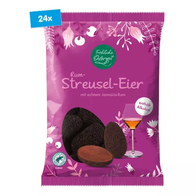 Fröhliche Osterzeit Rum Streusel-Eier 200 g, 24er Pack