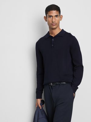Polo de manga larga de punto fino