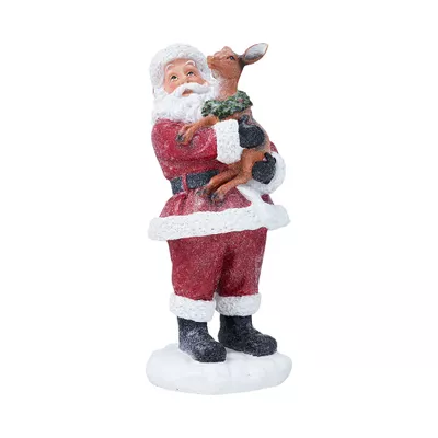 Christmas Resin Santa & Reindeer Figurine