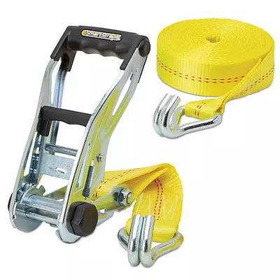 SmartStraps 2 in. x 27 ft. Ratchet with Double J-Hook, 3,333 lb. Capacity, Yellow