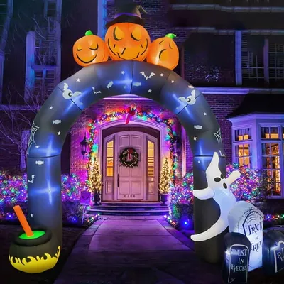 GVDV 10 FT Halloween Inflatables Archway Outdoor Decorations, Scary Halloween Arch Blow Up Yard Decorations for Front Yard Lawn Garden Decor