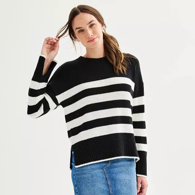 Women's Sonoma Goods For Life® Side Slit Crewneck Sweater