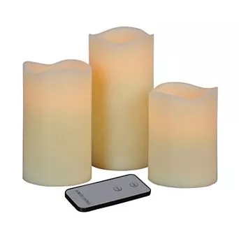 Fitz & Floyd Set of 3 Wavy LED Wax Pillar Candles