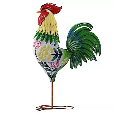 New!  Red Shed Indoor/Outdoor Floral Metal Rooster Statue, 6 ft.