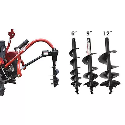New!  ToolTuff Direct Model 400 3-Point Post Hole Digger with 6 in. 9 in. and 12 in. Augers for Compact/Sub-Compact Tractors