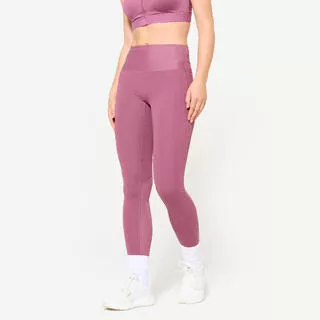 DOMYOS Leggings donna palestra modellanti traspiranti vita alta lilla