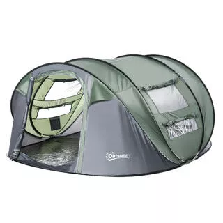 OUTSUNNY Outsunny Tenda da Campeggio Pop Up 4-5 Posti Impermeabile 2 Porte e 4 Finestre