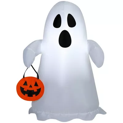 Spooky Ghost with Jack-o'-Lantern Tote Airblown Yard Inflatable, Multicolor, 3.5', Halloween by Way To Celebrate