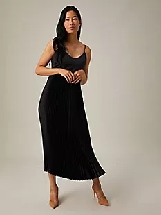 Sleeveless Empire Pleat-Skirt Dress