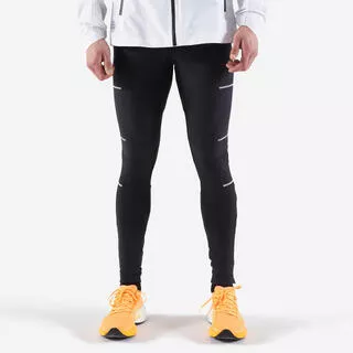KIPRUN Leggings idrorepellenti running uomo RUN WARM & RAIN neri