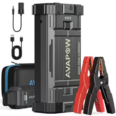 AVAPOW Car Jump Starter, 4000A Peak 27800mAh Battery Jump Starter (for All Gas or Up to 10L Diesel), Battery Booster Power Pack, 12V Auto Jump Box with LED Light, USB Quick Charge 3.0