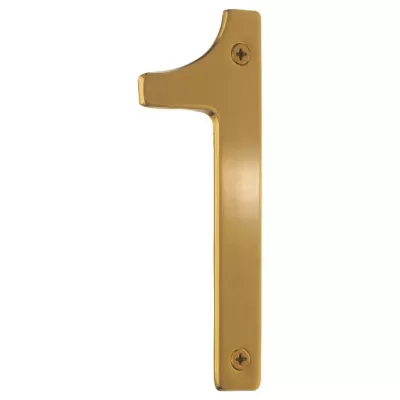 Beslagsboden, Husnummer 1, Villa, børstet messing, 120 mm