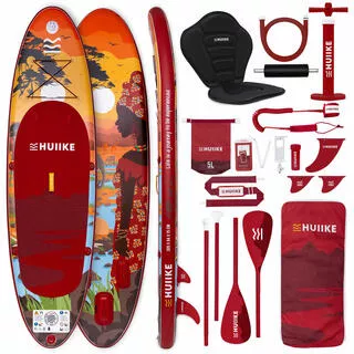 HUIIKE Tavola Sup Gonfiabile Adulti Accessori Premium, HUIIKE, Bordeaux, Alta Stabilità
