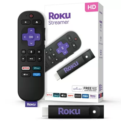 Roku Streamer 2025 - HD Roku Streaming Device for TV with Voice Remote - Free & Live TV