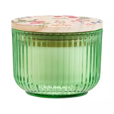 Bold Floral 2-Wick Candle With Wooden Lid Assorted