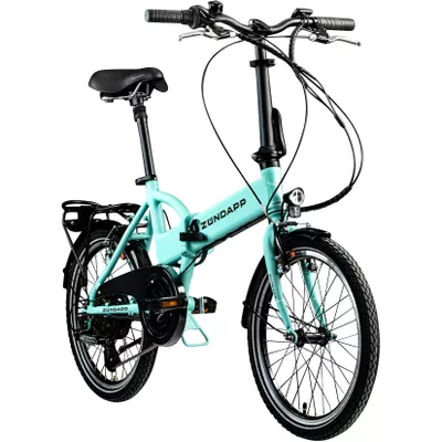 Zündapp Z101 20 Zoll Elektro Klapprad für Erwachsene 150 - 180 cm 6 Gang E Klappfahrrad E Bike Faltrad Pedelec StVZO hellgrün