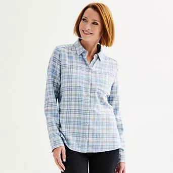 Petite Croft & Barrow® The Extra Soft Plaid Flannel Shirt