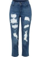 Skrátené rovné džínsy so zničenými efektami