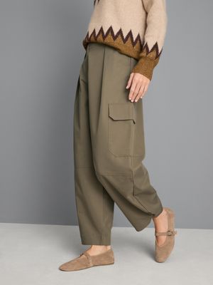 Pantalones cargo bombachos en mezcla de algodón