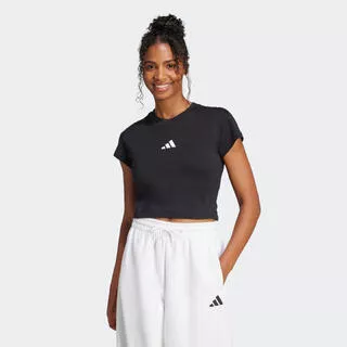 ADIDAS T-shirt nera ADIDAS donna slim fit cotone