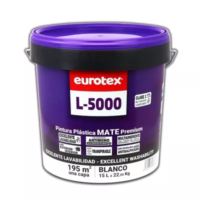 PINTURA PLASTICA BLANCA MATE 15L L5000