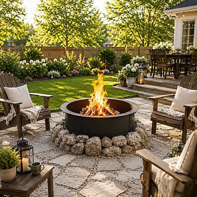 Red Mountain Valley 33.5 in. Steel Outdoor Wood Burning Fire Pit Ring
