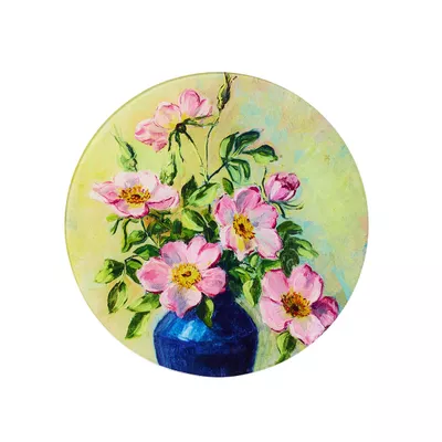 Still Life Round Glass Cutting Board