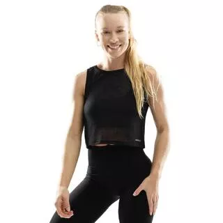 SIROKO Top corto smanicato da allenamento da donna Fitness Beat Nero