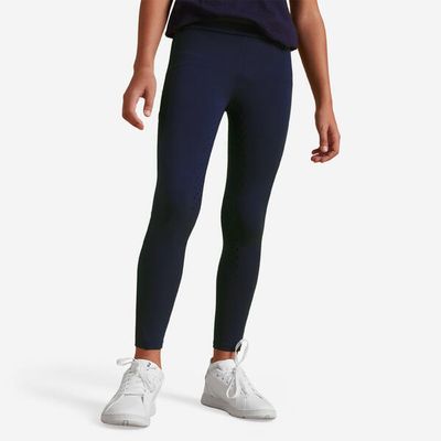 FOUGANZA Reitleggings 500 Full Grip Kinder blau