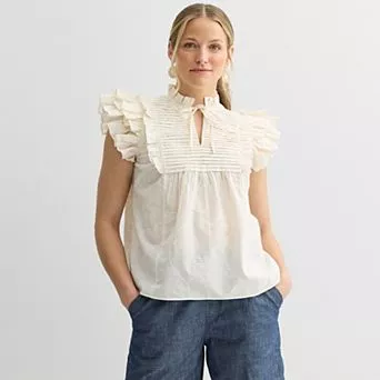 Women's Farmers Market Flounce Sleeve Blouse