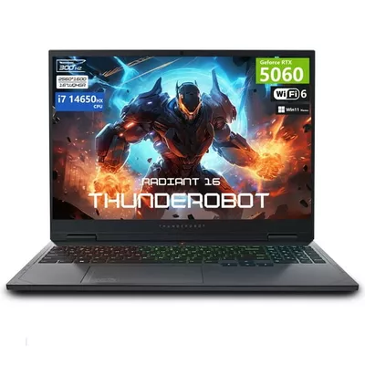 Thunderobot Radiant 16 Gaming Laptop, 16" QHD+ 300Hz, i7-14650HX, RTX 5060, 32GB DDR5, 1TB SSD, RGB Keyboard, Wi-Fi 6, Win11 Home