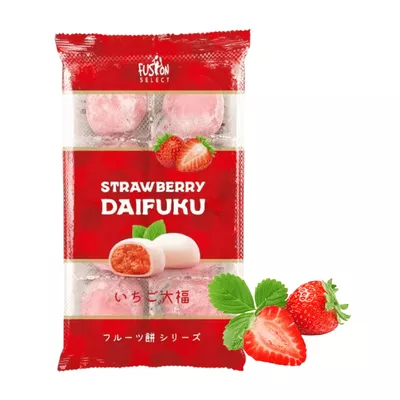 Fusion Select Japanese Mochi Fruit Daifuku Japanese Desert Sweet Rice Cake Fruit Mochi Daifuku 240g/ 8.46oz (Strawberry)